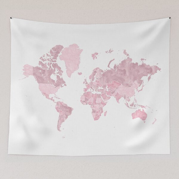 Item preview, Pink watercolor world map Melit designed and sold by blursbyai.