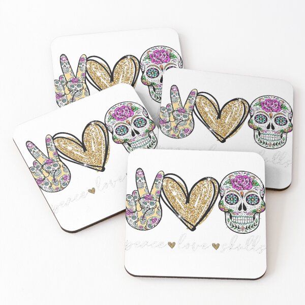 Item preview, Peace Love Sugar Skull Hippie Heart Skulls Lover Gift  designed and sold by AntonetteSimo.