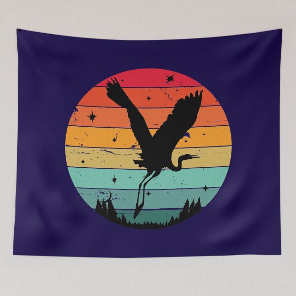 Item preview, Flying bird on a retro sky with stars designed and sold by ChatterFox.