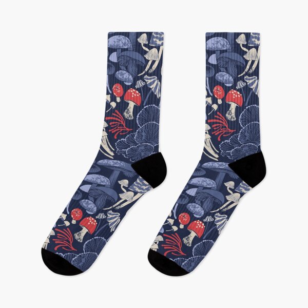 Item preview, Mystical fungi // midnight blue background blue and red wild mushrooms designed and sold by SelmaCardoso.