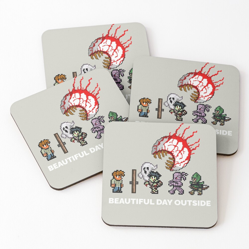 Funny Terraria Design Coasters Set Of 4 By Silasi Redbubble