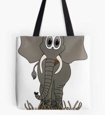 Grey Elephant Cartoon Tote Bag