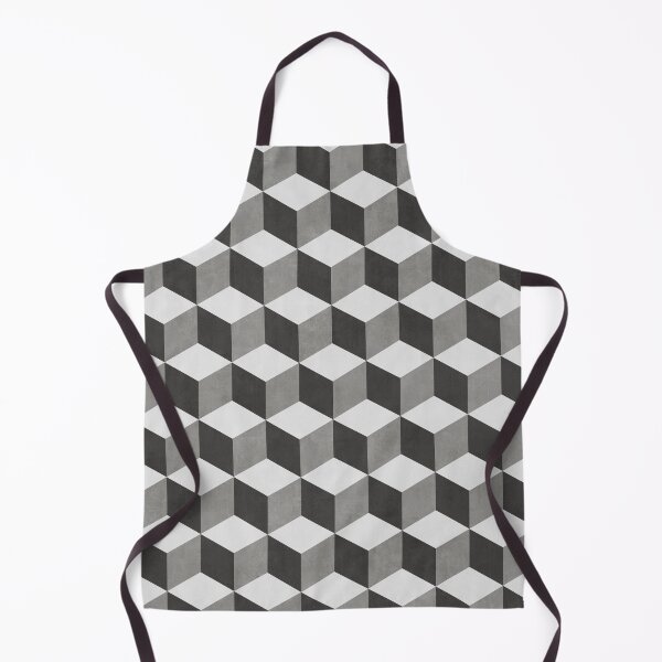 Geometric Cube Pattern - Shades of Grey Apron