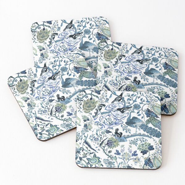 Item preview, Chinoiserie Blue, chintz, blues, greens, birds and florals designed and sold by chrissyink.
