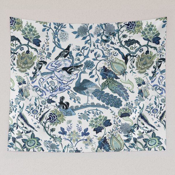 Item preview, Chinoiserie Blue, chintz, blues, greens, birds and florals designed and sold by chrissyink.
