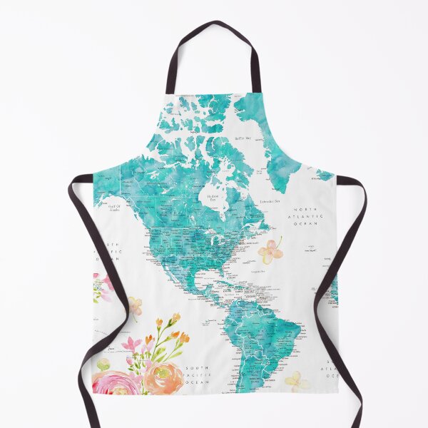 Item preview, Halen detailed floral watercolor world map designed and sold by blursbyai.