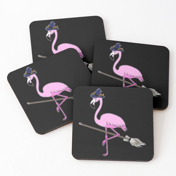 Item preview, Flamingo Halloween Witch and Broomstick, Love Flamingos designed and sold by Logiamerch.