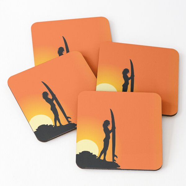 Item preview, female surfer with sunset view designed and sold by RedManzanas.