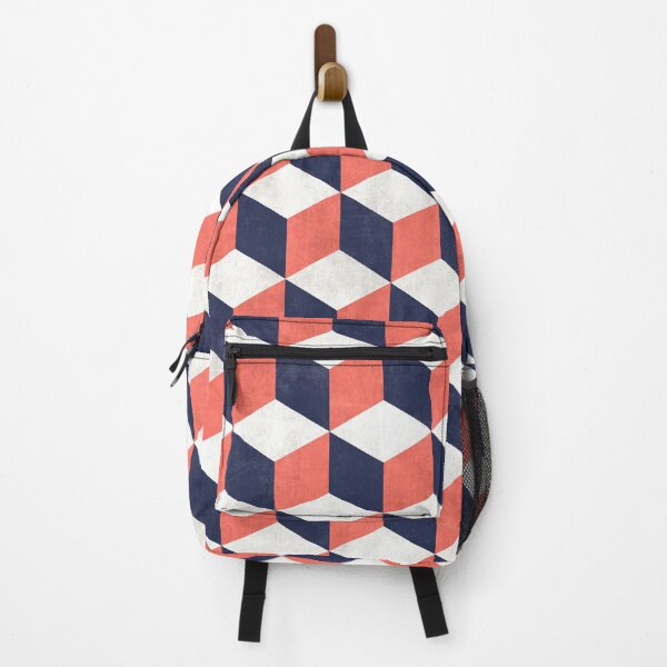 Item preview, Geometric Cube Pattern - Coral, White, Blue Concrete designed and sold by Zoltan Ratko.