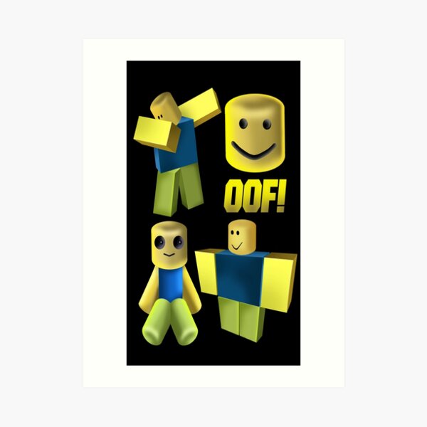 Roblox Noob Art Prints Redbubble - roblox oof all star roblox free play online