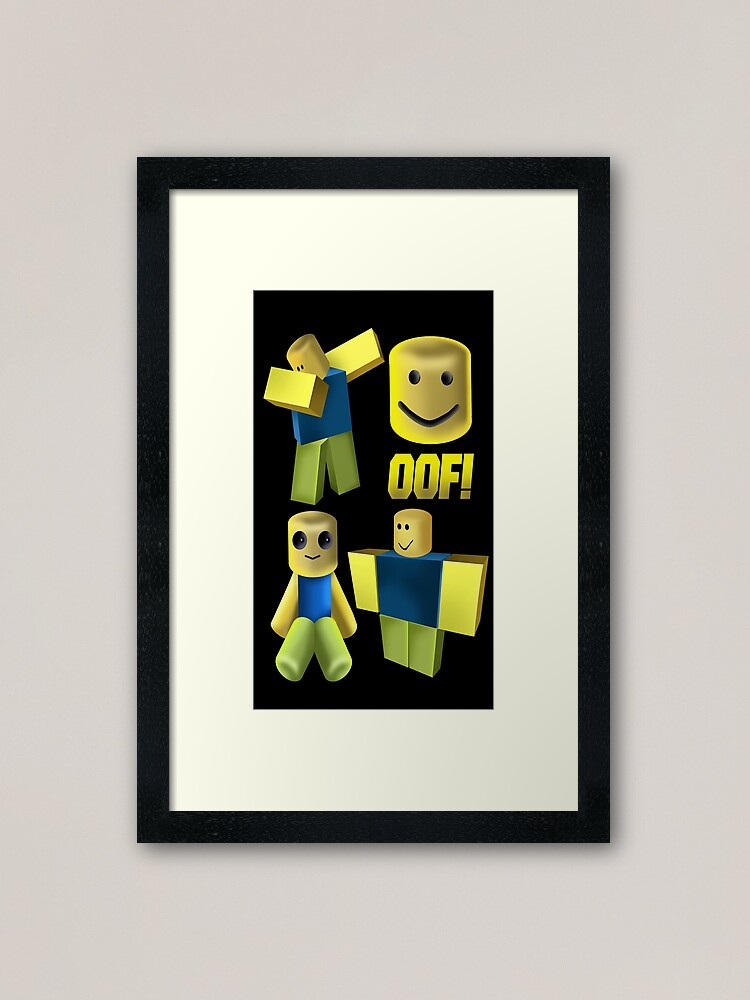 Oof Roblox Oof Noob Head Noob Framed Art Print By Zest Art Redbubble - free running noob roblox noob roblox roblox animation
