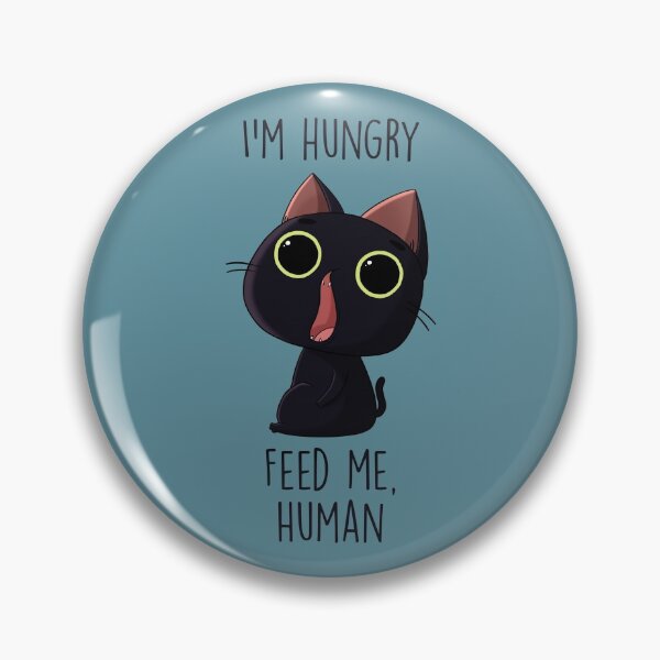 Aperçu de l'œuvre J'ai faim, nourris-moi humain (chat noir) créée et vendue par Think-Kitten.