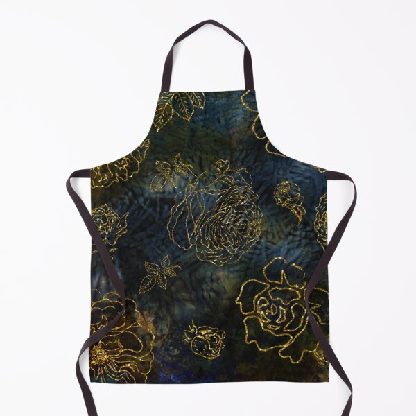 Item preview, Midnight Garden Botanical Big Gold Roses On Indigo Background designed and sold by IZiets.
