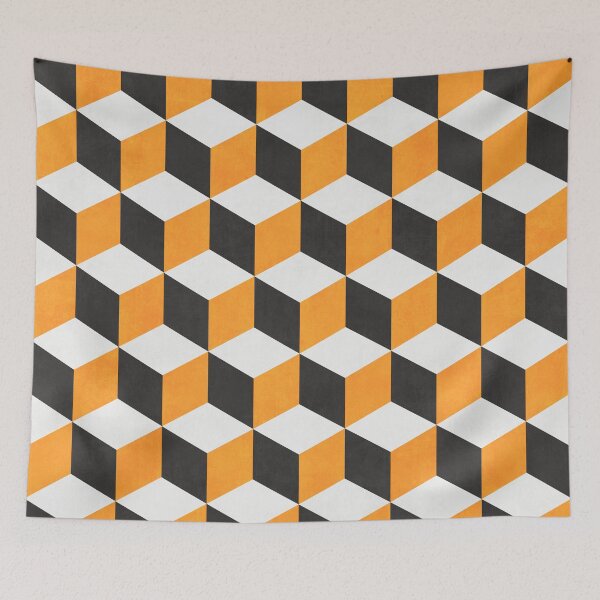 Item preview, Geometric Cube Pattern - Yellow, White, Grey Concrete designed and sold by Zoltan Ratko.