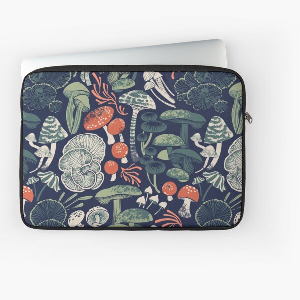 Item preview, Mystical fungi // midnight blue background sage and forest green orange wild mushrooms designed and sold by SelmaCardoso.