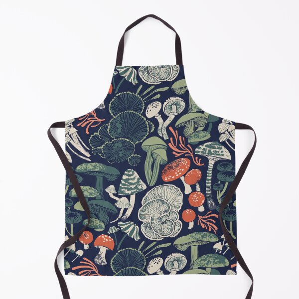 Item preview, Mystical fungi // midnight blue background sage and forest green orange wild mushrooms designed and sold by SelmaCardoso.