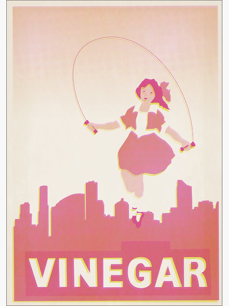 "Skipping Girl Vinegar Vintage Screen Print" Sticker for Sale by