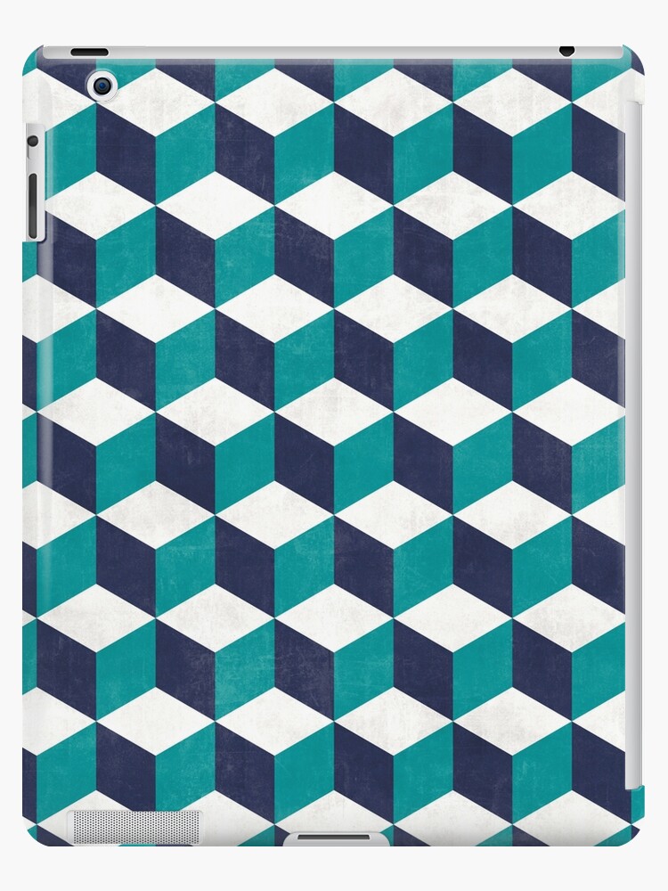 Geometric Cube Pattern Turquoise White Blue Concrete Ipad Case Skin By Zoltanratko Redbubble