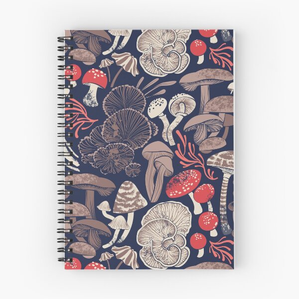Item preview, Mystical fungi // midnight blue background brown red and coral wild mushrooms designed and sold by SelmaCardoso.