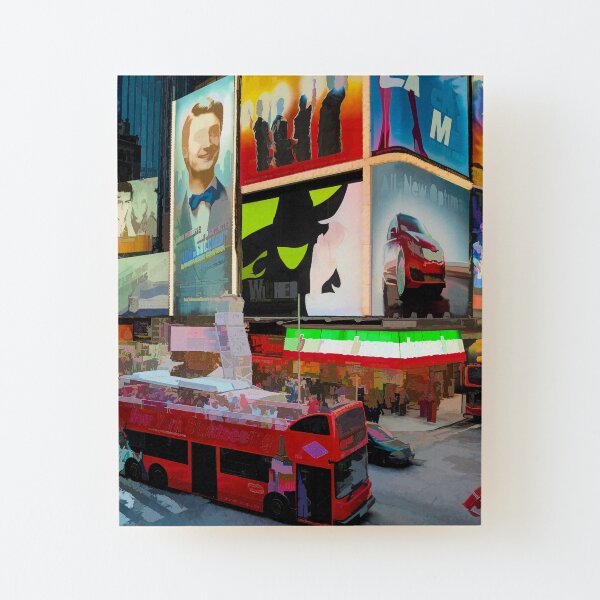 Times Square II (pastel paint style) Wood Mounted Print