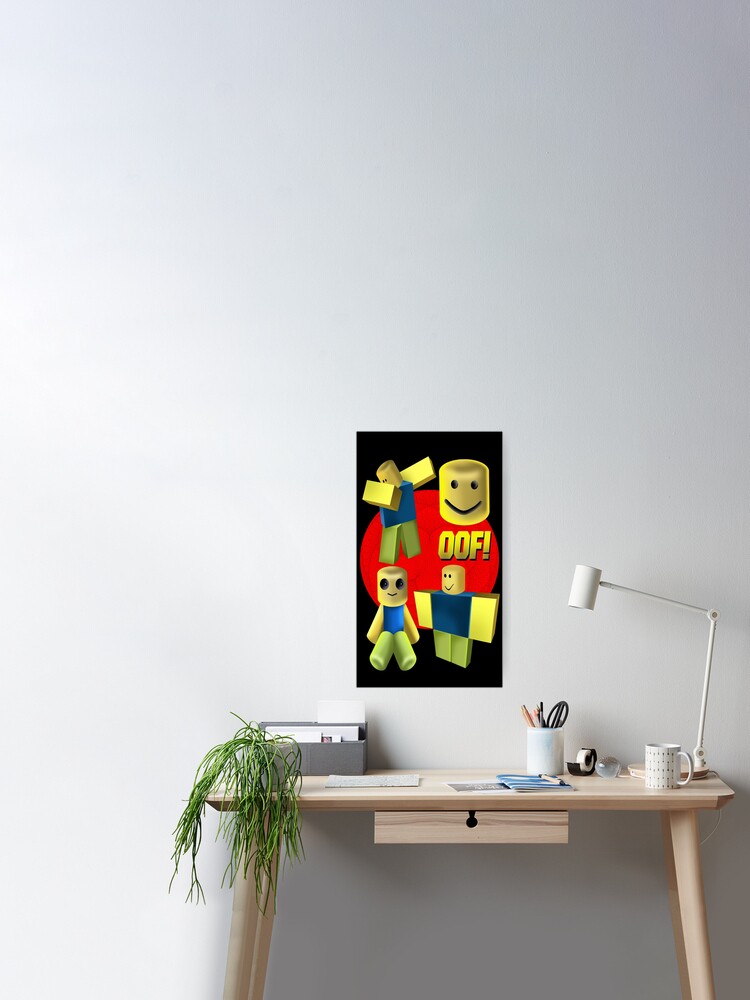 Oof Roblox Oof Noob Head Noob Poster By Zest Art Redbubble - how to get a tiny head in roblox on any game