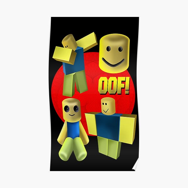 Oof Roblox Oof Noob Head Noob Poster By Zest Art Redbubble - red oof head roblox oof