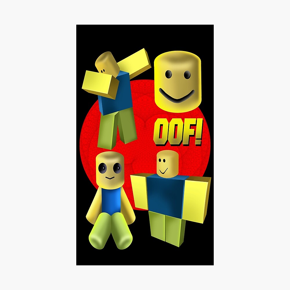 Oof Roblox Oof Noob Head Noob Poster By Zest Art Redbubble - red noob head roblox