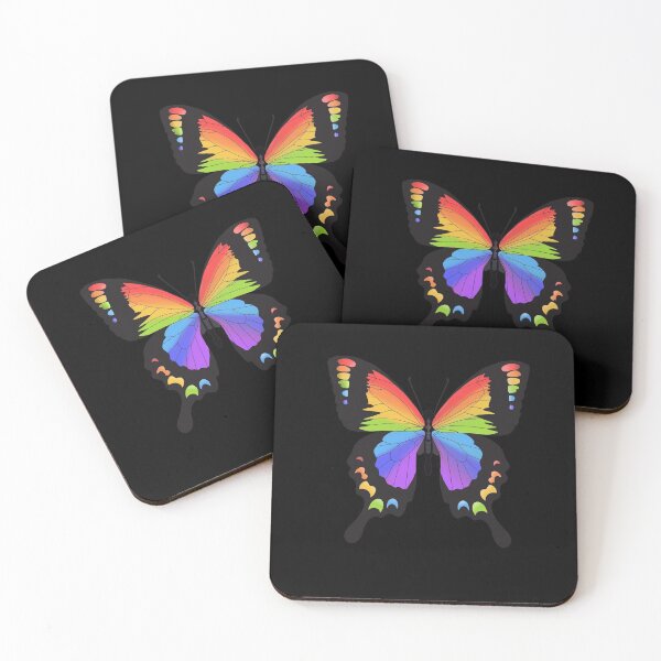 Item preview, Pride pride lgtbq rainbow butterfly black background designed and sold by Littlemoliart.