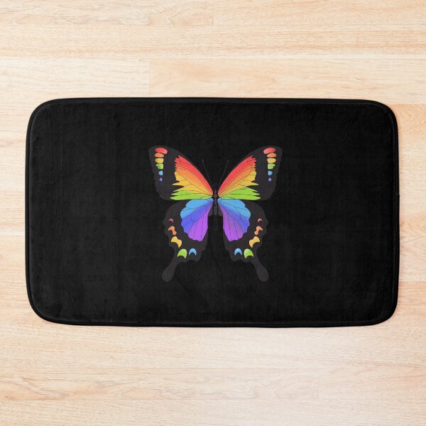 Item preview, Pride pride lgtbq rainbow butterfly black background designed and sold by Littlemoliart.