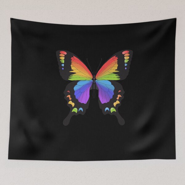 Item preview, Pride pride lgtbq rainbow butterfly black background designed and sold by Littlemoliart.