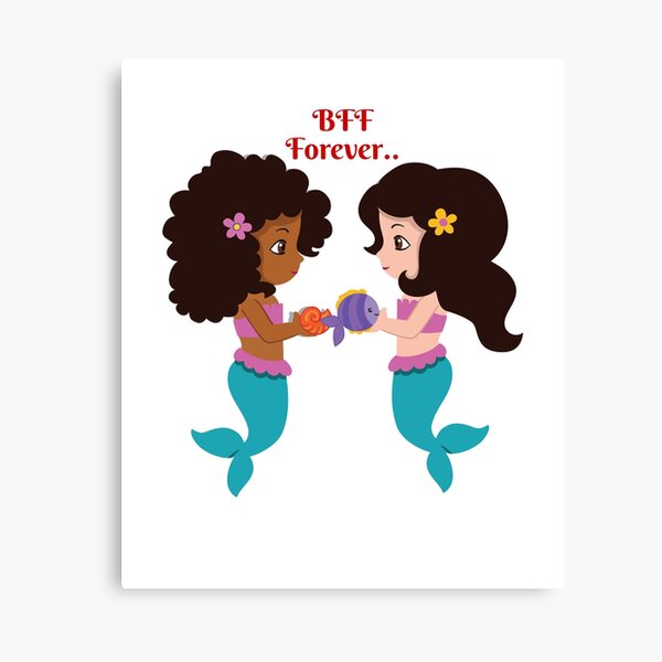 Mermaids BFF Best Friends Forever Impression sur toile