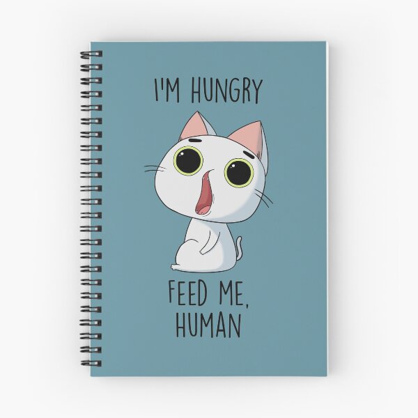 Aperçu de l'œuvre J'ai faim, nourris-moi humain (chat blanc) créée et vendue par Think-Kitten.