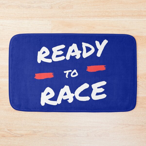 Item preview, Ready to Race! White Text on Blue Background, Red Accent designed and sold by JellyBeenzz.