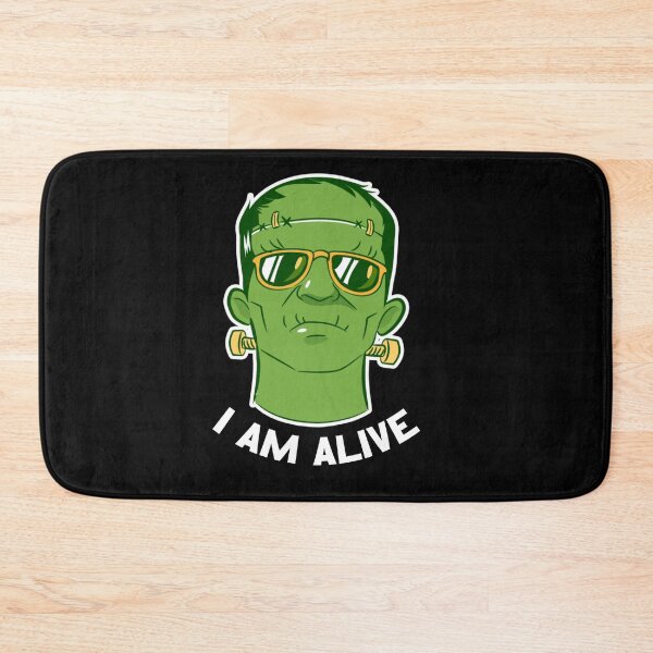 Item preview, Frankenstein head cool comic look with saying "I AM ALIVE" designed and sold by Branjos.