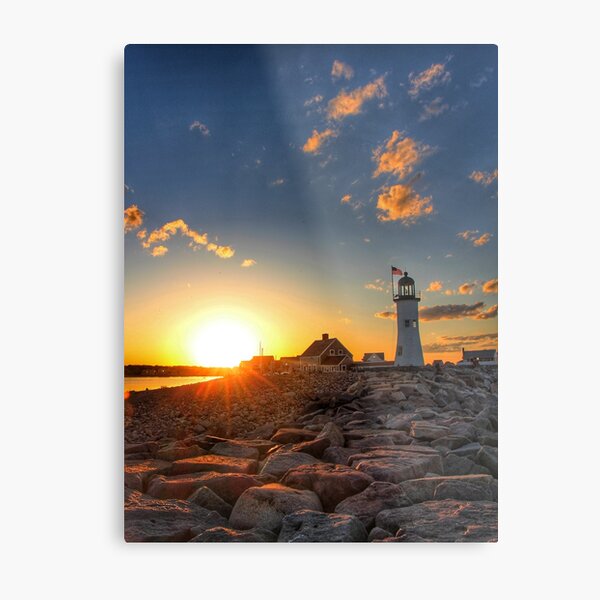 Scituate Light at Sunset Metal Print