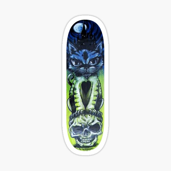 Cat Halloween Sugar Skull Skateboard #2 Sticker