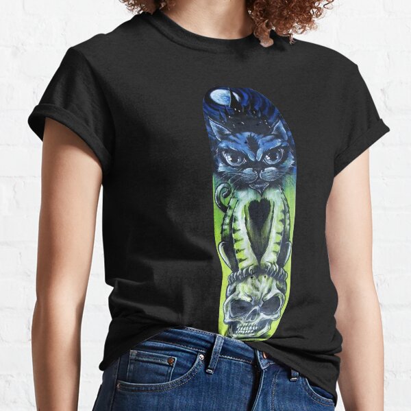 Cat Halloween Sugar Skull Skateboard #2 Classic T-Shirt