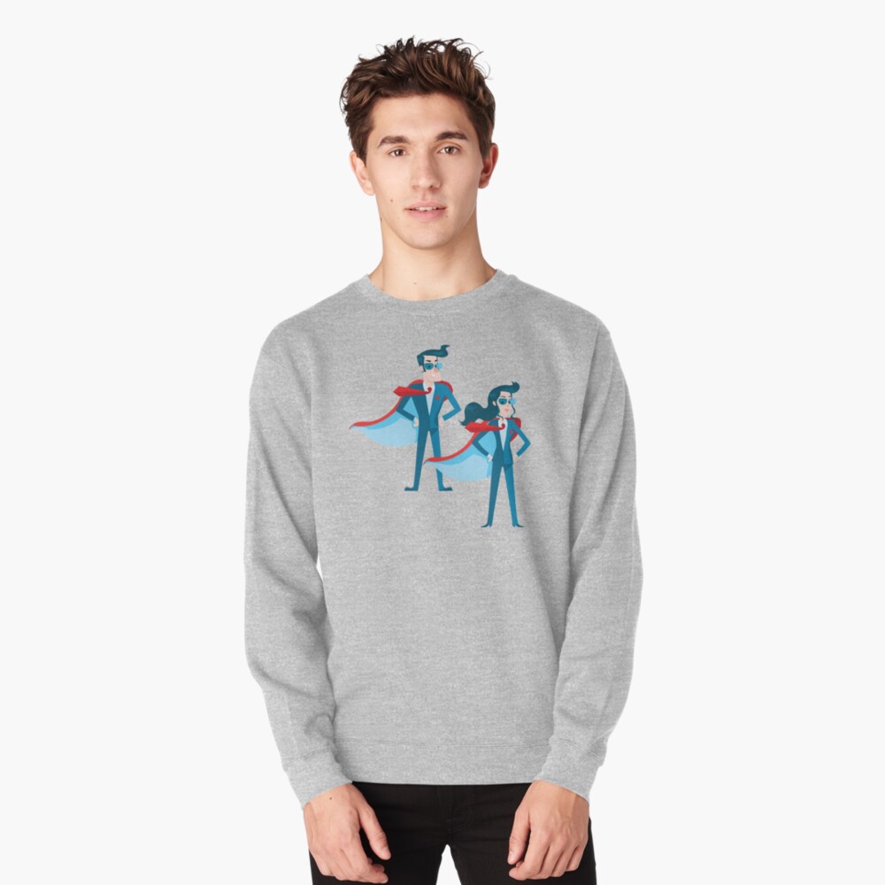 man and a woman super hero pair Pullover Sweatshirt