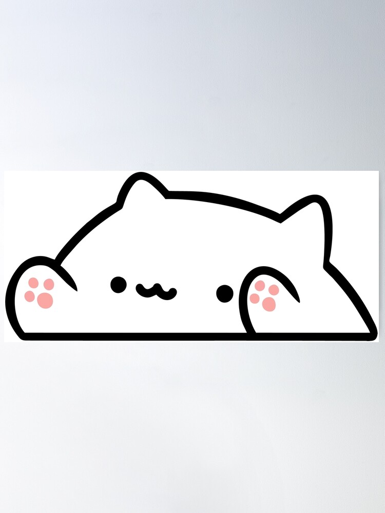  White Meme Bongo Cat 6 inch Vinyl Decal - Indoor and Outdoor  use!