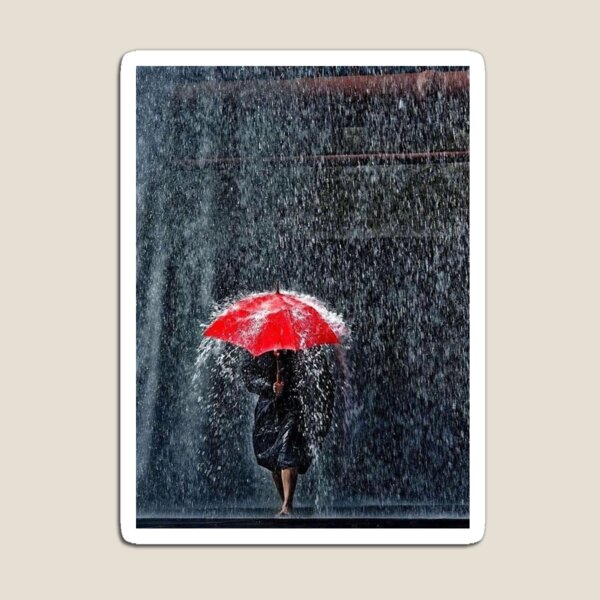 Item preview, Caminando bajo la lluvia, paraguas rojos salpicados designed and sold by MindChirp.