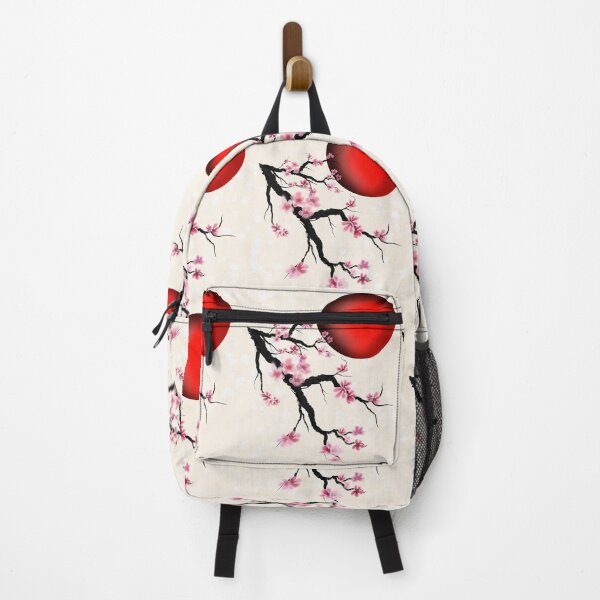 Item preview, Watercolor sumi-e sakura cherry blossoms with a red rising sun pattern designed and sold by CuisineCat.