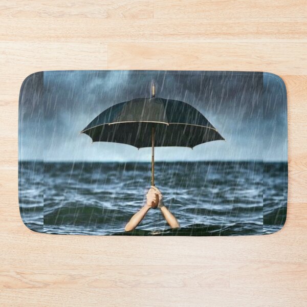 Item preview, Rain holding black umbrella in ocean underwater designed and sold by MindChirp.