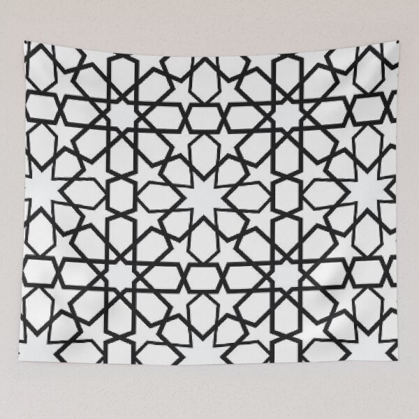 Item preview, high-resolution Moroccan ceramics, moroccan mosaic pattern of old ceramics handmade, black and white wall art , vintage art designed and sold by doitwithlove.