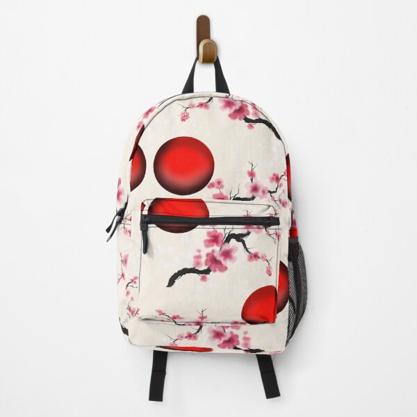 Item preview, Watercolor sumie sakura cherry blossoms with a red rising sun pattern designed and sold by CuisineCat.