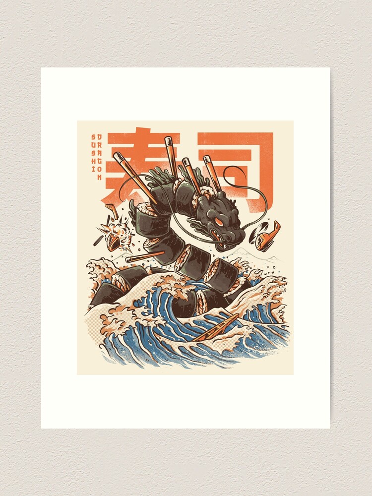 Alternate view of Great Sushi Dragon Art Print