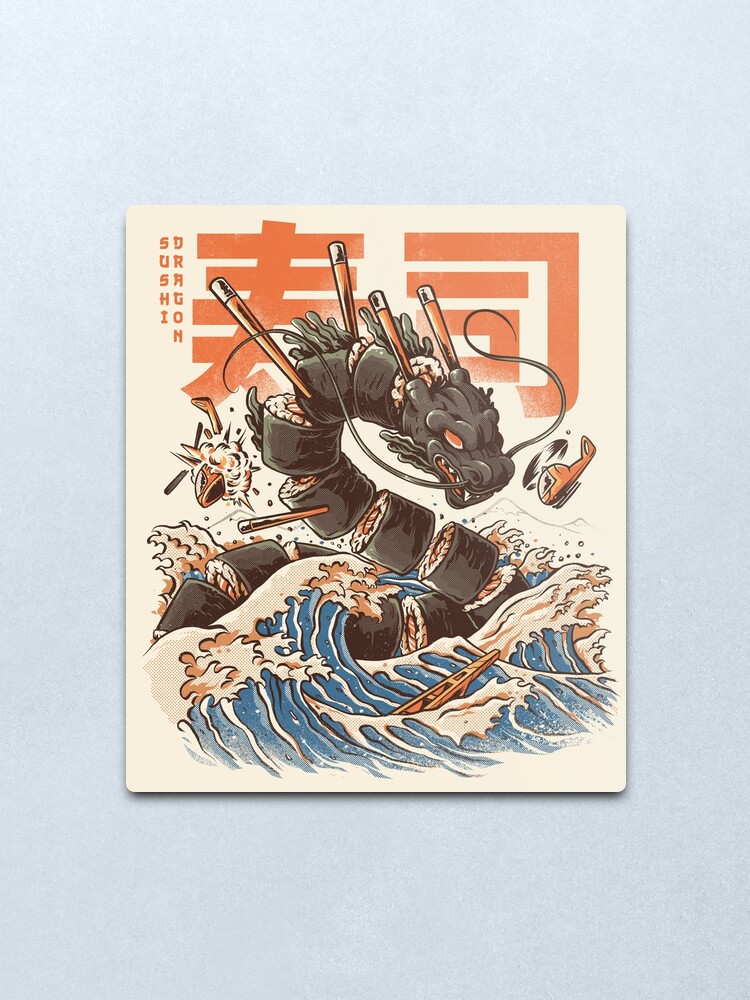 Alternate view of Great Sushi Dragon Metal Print