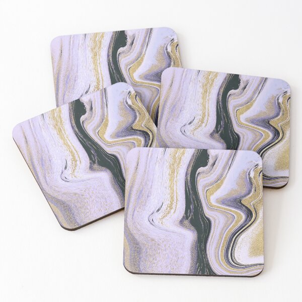 Item preview, Magical Marble Swirls of Lavender Black and Gold Glitter Abstract Pattern designed and sold by Alicia Chee.