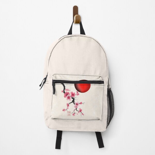 Item preview, watercolor sumi-e sakura cherry blossoms with a red rising sun designed and sold by CuisineCat.