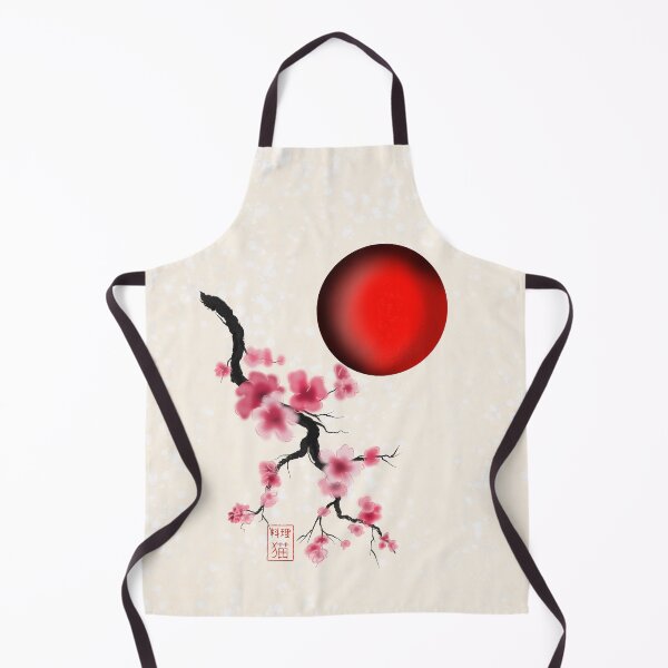 Item preview, watercolor sumi-e sakura cherry blossoms with a red rising sun designed and sold by CuisineCat.