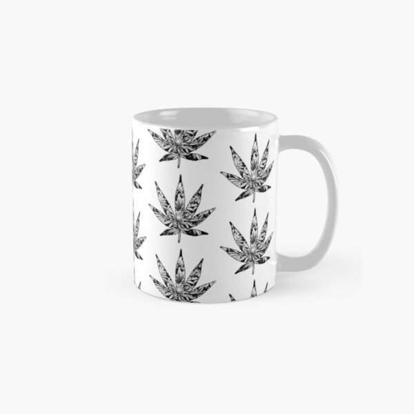 Black Marijuana Leaf Classic Mug